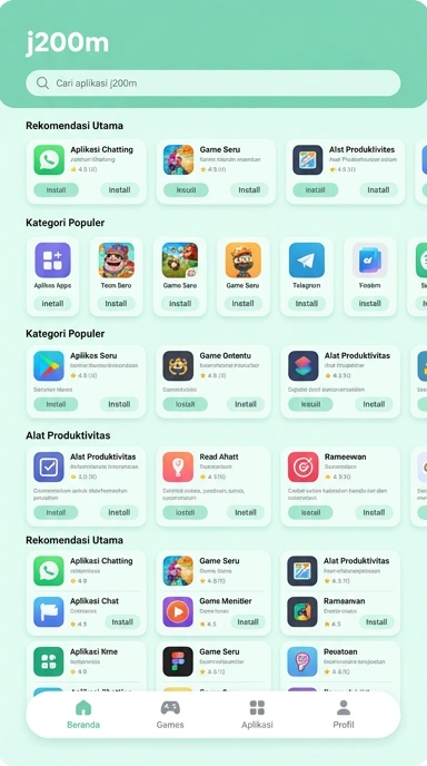 Tampilan katalog aplikasi j200m