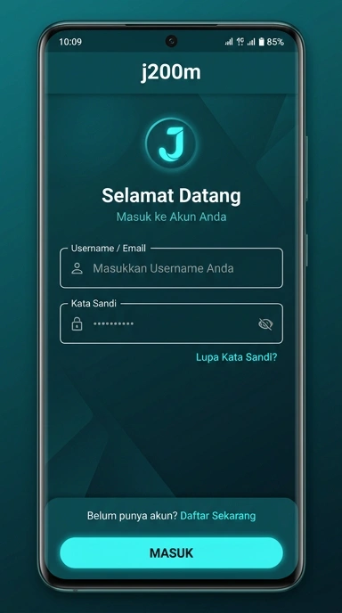 Tampilan halaman login j200m